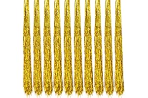 Oblique Unique® 10x Lametta Glänzend 100cm für Weihnachtsbaum Baumschmuck Weihnachtsdeko Weihnachten Party Feier Deko Silber Gold Weiß Schwarz Pink Lila Blau Grün - Farbe Wählbar (Gold)