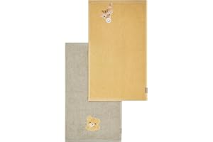 Sterntaler Asciugamano per bambini, confezione doppia, giraffa e leone, 50 x 30 cm, asciugamano in cotone assorbente con bellissimi bordi intrecciati, graziose applicazioni per neonati e bambini