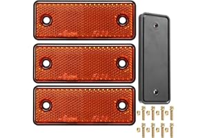 AGRISHOP 4xReflectors for Vehicles,E Approved, Screw on Reflectors for Gate Post Reversing, Car Reflectors for Posts Fence,Cat’s Eye,Caravan Reflectors,95x37x9.6mm(Rectangular/Screw On/Amber)