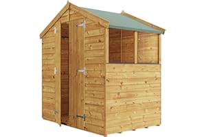 BillyOh Keeper Overlap Garden Shed with Floor | Wooden Garden Storage Shed with Apex Roof & Felt Included | Windowed or Windowless- Multiple Sizes (4x6 Windowed)