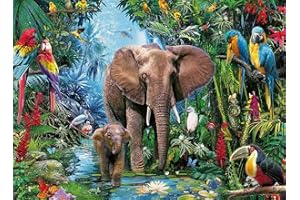 AVEJOYS Puzzle 1000 Pièces Adulte Elephant Perroquet & Forêt Tropicale 70 x 50 cm Puzzle pour Adulte Jeu Educatif Jouet Défi 1000 Pièces Puzzle pour Adultes Enfants
