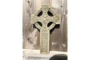 BURGESS HOME & GARDEN Statua in pietra con croce celtica | decorazione vintage da giardino