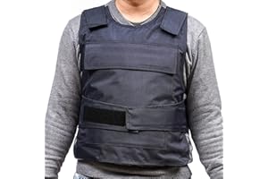 BHGYTEC gilet tactique gilet de tir police gilet pare-balles poitrine et dos protection bâton proof gilet formation militaire noir pour taille Moins de 144 CM