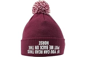SAVETHEPEOPLE If You Can Read This Put Me Back On The Horse Hat - Bobble Beanie Hat - Horse Riding Gifts for Girls - Winter Beanie Hat with Horse Slogan Embroidered On The Front