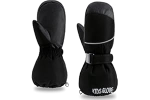 ThxToms Gants de Ski pour Enfants Gants d'hiver de -15 °C Coupe-Vent Imperméable Chaud Oxford épais Temps Froid Sports de Plein air Snowboard Garçon et Fille pour 4 à 13 Ans