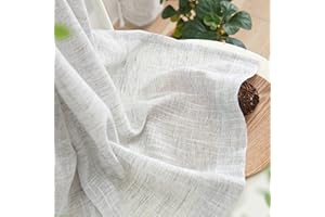 Treatmentex Cortinas Dormitorio y Salon, Visillos Salon Translúcidos 2 Piezas 136x245cm, Textura de Lino Gris Transparente con Ojales para Oficina, Habitación, Comedor