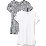 Amazon Essentials Maglietta Elasticizzata con Maniche Ad Aletta Donna, Pacco da 2