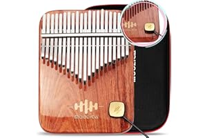 MOOZICA 21 teclas EQ Kalimba piano de pulgar, tablero plano de palisandro macizo Kalimba con amplificador de transductor de captación profesional instrumento musical (K21RSEQ)