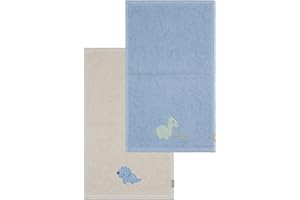 Sterntaler Kinderhandtuch 2er Pack Dino Rexi - Handtücher Set aus saugfähiger Baumwolle angenehm auf der Haut - Kinder Handtücher mit edlen Webkanten und Applikation, blau