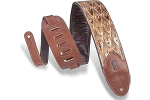 Levy's Leathers - Correa de cuero para guitarra de 7,6 cm de ancho, con acolchado de espuma y respaldo de cuero para prendas de vestir