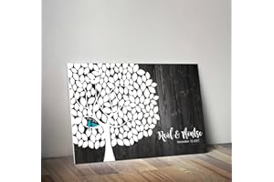SETECIENTOSGRAMOS Libro de firmas "Arbol" | Crea un cuadro con la firma de tus invitados | Original y Personalizado | 90cm x 60cm (Madera oscura 10mm)