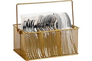 Mind Reader Cesta organizadora de almacenamiento, soporte para utensilios, tenedores, cucharas, cuchillos, servilletas, perfecto para suministros de escritorio, lápiz, bolígrafos, grapas