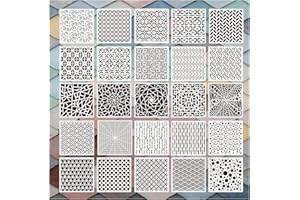 WOFEU 25 Pcs Stencils for Painting, Stencil for Crafts Reusable Painting Template Stencils, Plastic Painting Stencils for Painting on Wood, Furniture Wall Home Decor DIY Scrapbooking