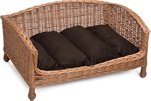 Prestige Wicker Pet Bed Settee with Cushion, Large( Handmade item, Size may Vary slightly)