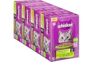 Whiskas Senior 7+ mokra karma dla kotów, mieszany wybór w sosie, 48 saszetek, 12 x 85 g (4 sztuki) – wysokiej jakości mokra karma dla kotów od 7 lat i starszych