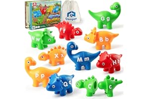 Coogam Dopasowane litery, drobna zabawka motorowa, 26 szt., dwustronna, ABC, dinozaur, alfabet, mecz, małe litery, edukacyjne zabawki edukacyjne Montessori dla maluchów