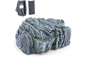 NIBOKEN Nascondiglio Chiave Pietra con Scomparto Segreto, Finta Pietra Nascondiglio Chiave per Esterni, Giardino e Al di Fuori, Roccia Artificiale in Resina per Geocaching (Grigio Scuro)