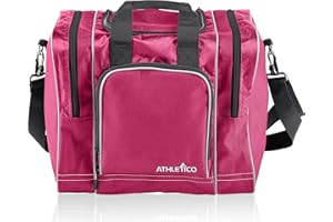 Athletico Bowling Bag for Single Ball - Single Ball Tote Bag with Padded Ball Holder - Fits a Single Pair of Bowling Shoes Up to Mens Size 14