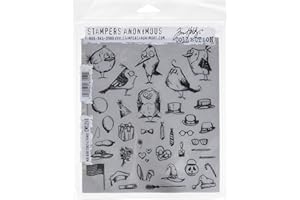 Stampers Anonymous Tim Holtz Cling Stamps 7-inch X 8.5-inch Mini Bird Crazy and Things