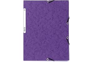 Exacompta 55508E Teczka na dokumenty A4 z mocnej tektury Colorspan Premium 3 wewnętrzne klapki zamykana na 2 gumki teczka do biura teczka do szkoły Certyfikaf FSC1 sztuka kolor fioletowy