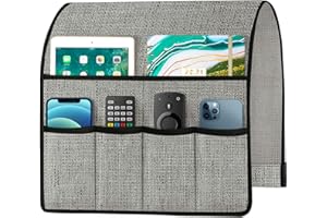 Joywell Anti-Slip Sofa Armrest Organiser with 6 Pockets, Hanging Couch Caddy, Cotton Linen, for Books Eyewears Glasses, Grey