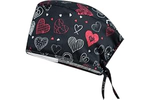 B-well Surgical Hood Fabric Surgical Caps Fabric Nurse Accessories for Doctors, Nurses, Dentists, Pharmacists, Vets, Medical Personnel, Red Heart, One Size Fits All