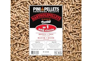 PINI Hartholz Pellets №1 BBQ Klassik 15 Kg Grillpellets zum Grillen Räuchern Smoken