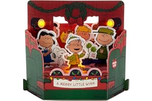 Hallmark Kartka bożonarodzeniowa, komiksy z orzeszkami ziemnymi, gang orzeszków ziemnych, muzyczna, świecąca, pop-up, kartka świąteczna 3D, czerwona