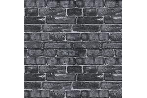 CiCiwind Papel Pintado de Ladrillo Gris Oscuro Papel Pintado Autoadhesivo 39.5×300CM Revestimiento de Pared Impermeable Vinilo Adhesivo para la Decoración de la Cocina el Dormitorio la Sala de Estar