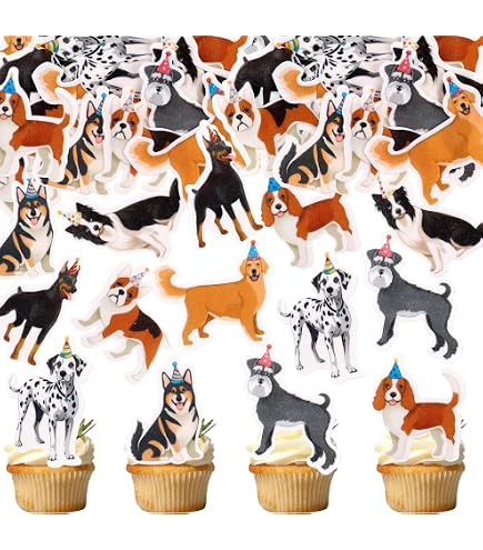 24 Stück Cupcake-Topper Mit Hundegesichtern - Papier-Deko Für Haustier-Partys & Kindergeburtstage