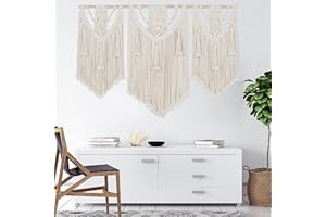 HOLAVIDA Large Macrame Wall Hanging, Fringed Rope Boho Wall Tapestry, Bohemian Chic Woven Tapestry, Bedroom, Living room, Gallery (110cm×80cm)