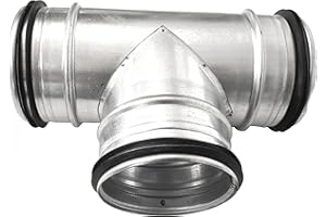 INTELMANN GMBH Raccordo a T per condotti a spirale 90° DN: 80 100 125 150 160 200 zincato e acciaio inox, Adattatore di derivazione per ventilazione e cappa di ventilazione, Argento