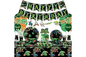 YWEDIIM Reptile Birthday Party Supplies, Including Happy Birthday Banner, Plate, Napkins, Balloons, Cups ,Cake Topper, Tablecloth, for Baby Shower Decorations Kids Boys Girls (Banner)