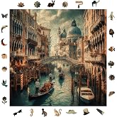 WePuzzleUp Ahşap Puzzle Yetişkin - Venedik'Te Akşam&uuml;st&uuml; - 353 Par&ccedil;a, 29 x 29 cm - Yapıştırıcı Folyo Dahil - Benzersiz Şekilli