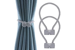 ISIYINER Cortina Abrazaderas, Magneticas Cuerda Hebillas Cortina Clips Moderna Hebilla de Cortina Estilo Octágono Soporte de Cortina Magnéticas para Ducha Cocina Oficina 1 Par Gris