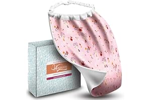 Hoxycom Grand Bavoir Bébé Elastique - Fabriqué En France - Serviette Table Enfant Coton et Eponge Bambou - Grande Taille Idéale Cantine Ou Maternelle (Fée)