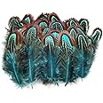 HAPPY FEATHER 50 pcs Natural Pheasant Plumage 2-3 Inches Plumage for Sewing Crafts Clothing Decorating Accessories -Blue