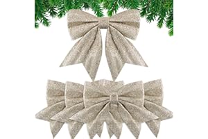 BHGT 5pcs Lazos de Navidad Grandes Champagne para Árbol de Navidad 24cm Adornos Navideños Decoración Regalos Casa