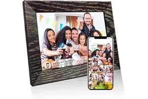 BYYBUO Cornice fotografica digitale Wi-Fi da 7 pollici, marrone noce 16G, cornice digitale Wi-Fi touchscreen 1024 x 600IPS, condivisione di foto o video tramite l'app Frameo 2023
