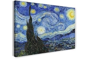Printed Paintings Impression sur toile (120x80cm): Vincent Van Gogh - La nuit des étoiles (1889)