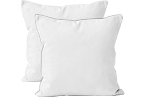 ENCASA XO Encasa Set di 2 federe per cuscini in cotone I 16x16 in (40x40 cm) - White I Senza inserto I Tinta unita Square Federe I Lavabili in lavatrice | Solo per uso interno