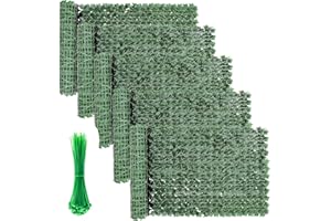 FUOBECIE Artificial Ivy Fence Screen, Fence Screening Trellis with Artificial Leaves Privacy Trellis Roll for Balcony Outdoor Garden Wall Mat Decoration 1 x 3 Meter (5Pcs Fence Screening)