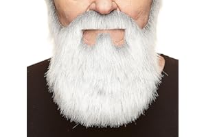 Mustaches Self Adhesive, Novelty, Old Merchant Fake Beard, False Facial Hair, Gray with White Color