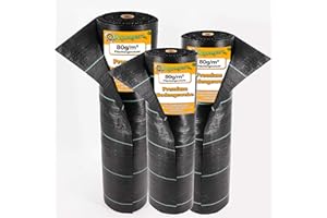 Aquagart Robuste Unkrautfolie 80g/m² Unkrautschutz I Bodengewebe Unkraut-Gewebe I Gartenvlies Unkrautvlies Wasserdurchlässig Mulchfolie UV-Vlies + 10 Erdanker Gratis (30, 80g 2m breit)