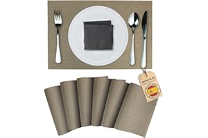 Mondiroso. Pack de 6 Manteles Individuales Mesa Lavables. Salvamanteles Individuales Antideslizantes Mantel Individual para Mesa de Comedor y Cocina. (6, Arena siroco)