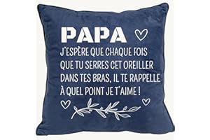 NALKEEZ Cadeau Papa-Housse de Coussin personnalisé Homme-Idée Cadeau Papa Noël, Anniversaire+Drôle Rigololo Original- Idées Cadeaux Homme- 45x45 cm et 50x50 cm