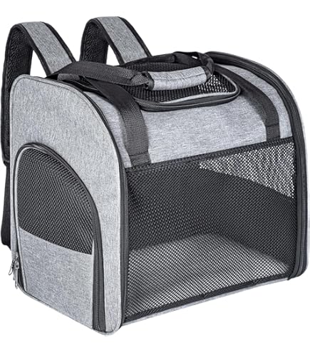 FASNATI Rugzak met dubbele compartimenten, kattendraagtas voor 2 katten, kleine honden, perfect voor reizen/wandelen/kamperen, grijs, XL
