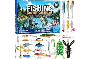 RONSTONE Fiskeadventskalender 2026, 24 Fiskedrag, Julklapp för Män, Pappor | 24 olika fiskebeten med naturtrogna detaljer för sjöar, floder dammar, lätta att ta med sig, presentpaket för sportfiskare