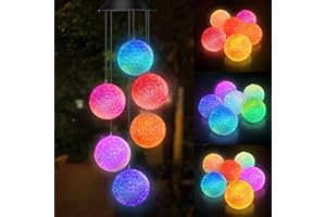 TOPSPEEDER LED Solare Campanella,Trasparente Impermeabile Campanelli Eolici a Luce Solare Campane a Vento LED per Esterna LED Campanelli Eolici per Giardino,Festa,Arredamento Esterno Romantico Patio con Gancio