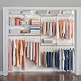 Rubbermaid Configurations Deluxe Dolap Kiti, Beyaz, 4-8 Ft., Genişletilebilir Raf ve Teleskopik &Ccedil;ubuklu Tel Raf Kiti, &Ouml;zel Do